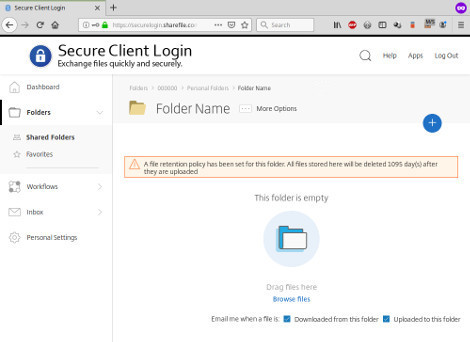 Inside the private folder view
