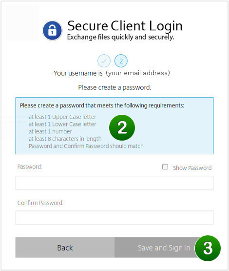 Portal activation page — create password