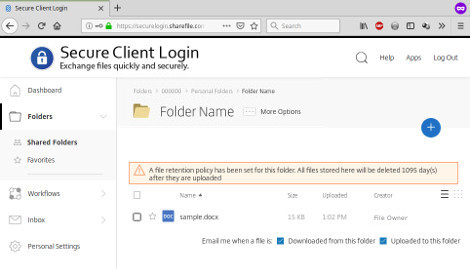 Selecting a file to download in the portal